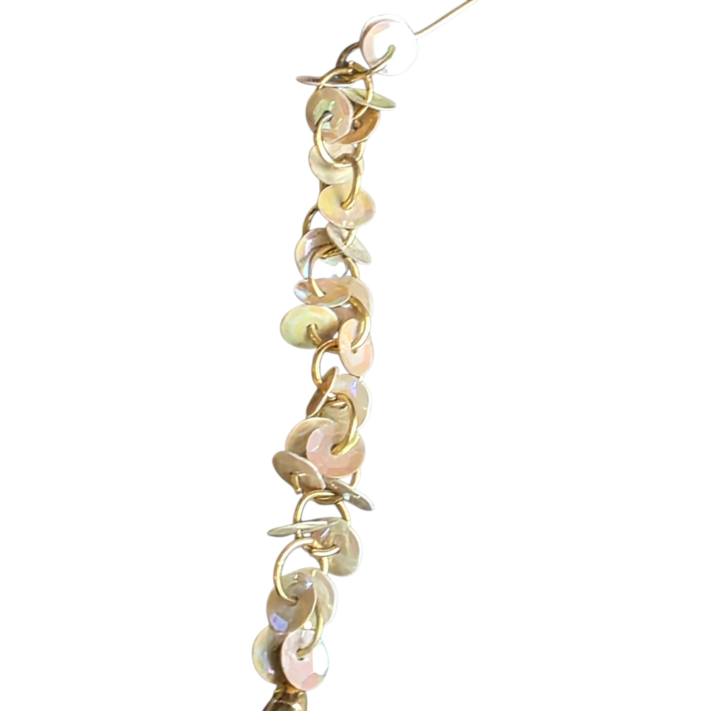 Gold Sequin Dangle Earrings - Picture 5 of 5